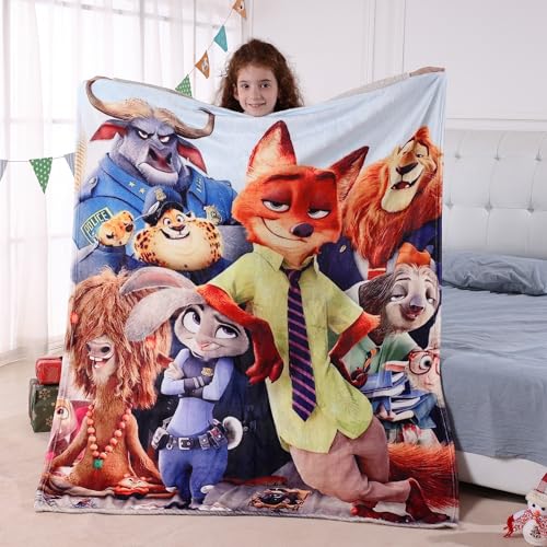 Kids Flannel Fox 50'' × 60'' Throw Blanket for Indoor and Outdoor Use, Super Soft Cozy Plush Blanket for Bedroom Couch Travel,Gifts for Girls Boys