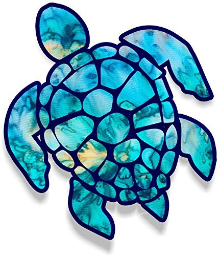 Sea Turtle Vinyl Bumper Sticker Decal (Cyan Dream) 5'