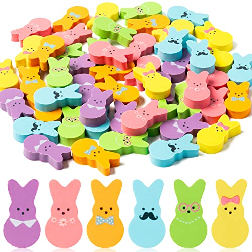 DGjianfei 60PCS Easter Mini Eraser for Kids Bulk Small Bunny 3D Desk Puzzle Erasers Pet Novelty Pencil Erasers Assortment for Kids Students School Classroom Prizes Gift Easter Basket Stuffers Supply