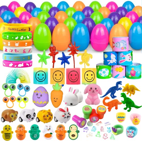GQYAYQG 50Pc Pre-Filled Easter Eggs Toys with Novelty Toys Easter Eggs Filled Gifts for Easter Eggs Hunt,Easter Basket Stuffers,Easter Party Favors, Surprise egg, Classroom Prize Supplies.