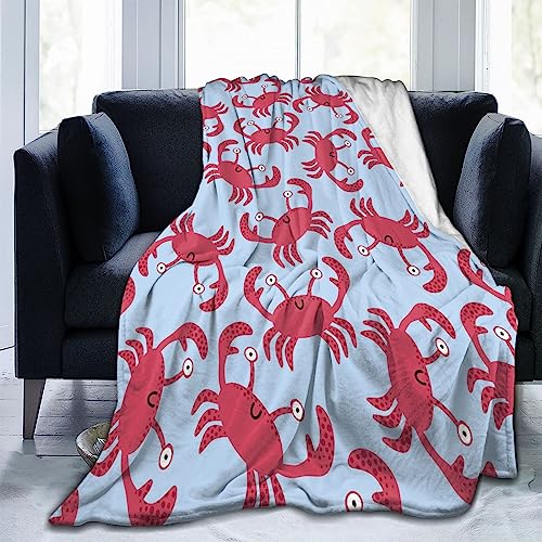 ILEABEC Crabs Throw Blanket Soft Travel Blanket Lightweight Outdoor Blankets Warm Blanket All Seasons Fluffy Flannel Blanket for Sofa Couch Bed (50'x40')