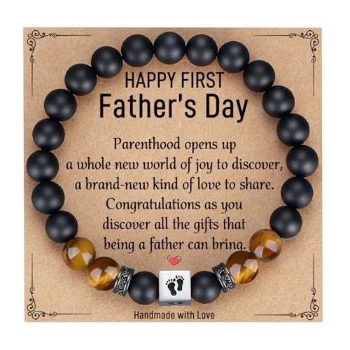 TONY & SANDY First Father's Day Gifts for New Dad, 1st Father's Day Gifts for Dad, Beaded Bracelets Mens New Dad Happy First Father's Day Gifts for First Time Dad Daddy Father Soon to be