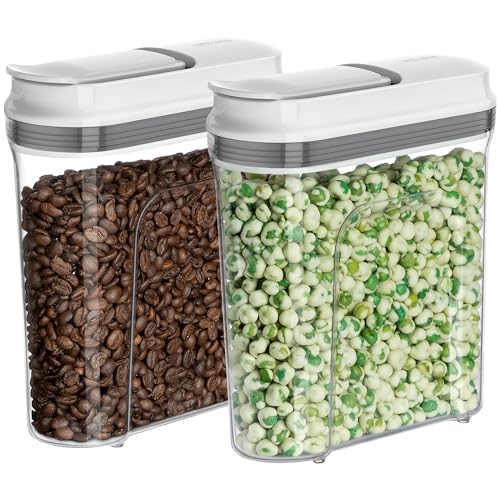 MR.SIGA 2 Pack Airtight Cereal Dispenser Set, Cereal Containers Storage Dispenser, BPA Free, 1.3 L / 1.37qt, Medium, White