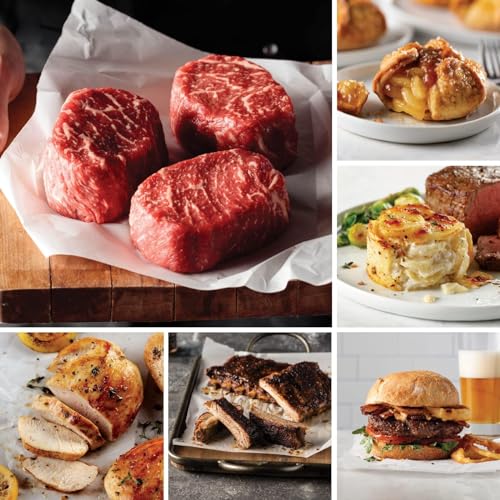 Omaha Steaks Favorites (4x Butcher's Cut Ribeyes Filets, 4x Air-Chilled Boneless Chicken Breasts, 2 Smoked Pork Baby Back Ribs, 4x Omaha Steaks Burgers, 4x Individual Scalloped Potatoes, 4x Caramel Apple Tartlets, 1 jar Omaha Steaks Seasoning)