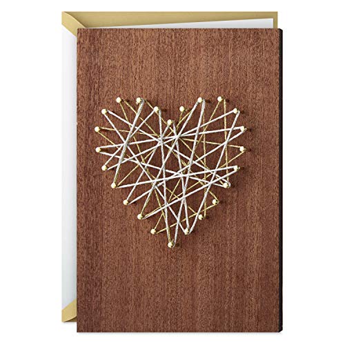 Hallmark Signature Wood Love Card (String Heart Art) Anniversary Card, Romantic Birthday Card, Valentine's Day Card