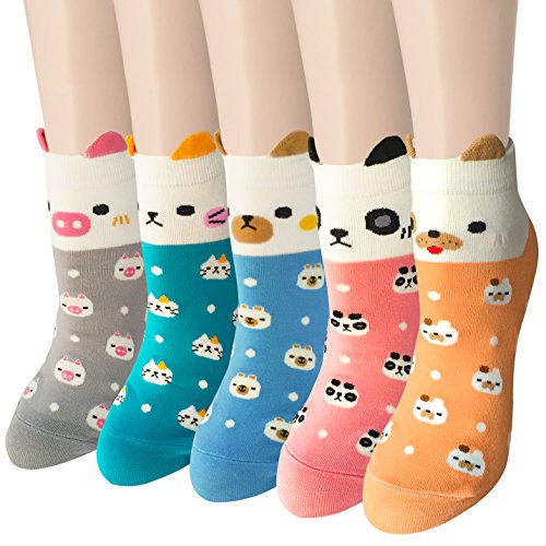 Chalier 5 Pairs Womens Famous Painting Art Printed Funny Casual Cotton Crew Socks