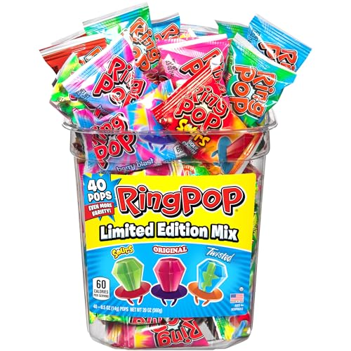 Ring Pop Hard Candy Pops, Variety Pack, 560 grams, 40 Count