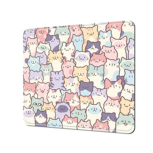 YBHNTZ Funny Cute Cat Mouse Pad,Small Gaming Girl Mousepad,Non-Slip Rubber Base and Stitched Edges Desk Mat for Computer Home Office Work and Study,11.4x9.8x0.12inch (A13)
