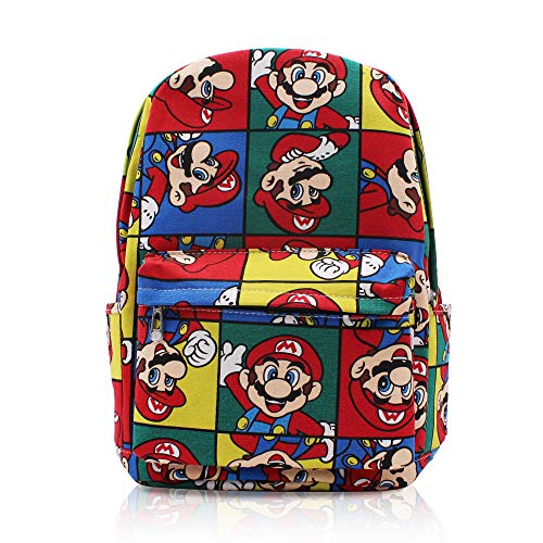 FINEX Mario Star Bros Canvas Casual Daypack with 15 in Laptop Storage Compartment