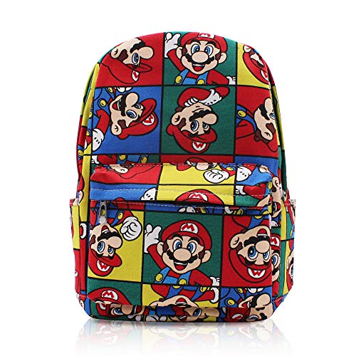 FINEX Star Mario Bros Canvas Casual Daypack with 15 in Laptop Storage Compartment