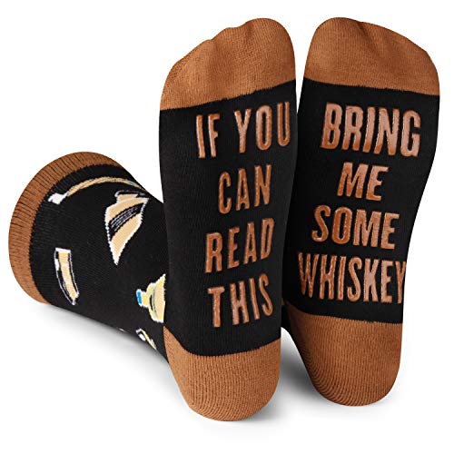 Lavley If You Can Read This, Bring Me Funny Socks - Novelty Gifts for Men, Women and Teens (US, Alpha, One Size, Regular, Regular, Whiskey)