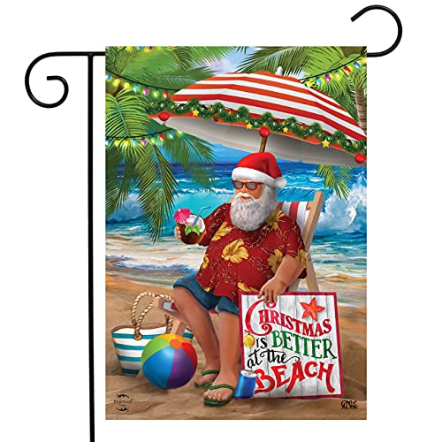 Beach Time Santa Christmas Garden Flag Nautical Tropical 12.5' x 18'