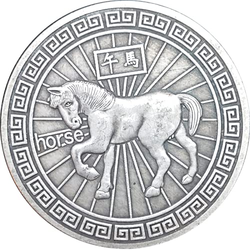 Kocreat Constellation Star Sign Chinese Zodiac Sign Lucky Coin Morgan Coin Freedom Hobo Coin Souvenir Coin Challenge Coin Antique Coins Replica Collection Horse