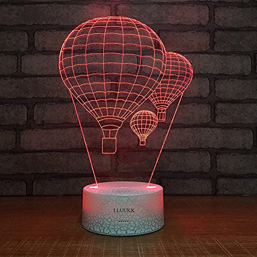 Hot Air Balloon Night Light 3D Visual LED Desk Lamp Fire Balloon Toy Household Home Room Decor 7 Colors Change Touch Table Light Birthday Gift Christmas Gift for Kids and Adult