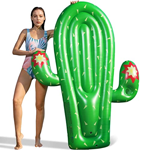 Jasonwell Inflatable Cactus Pool Float - Water Fun Floats for Swimming Pool Lounger Floaty with Cup Holder Beach Pool Party Water Toys Pool Raft for Kids Adults