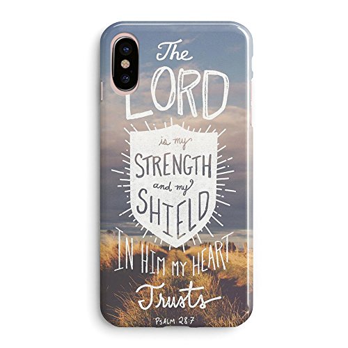 iPhone X Case Girls,iPhone X Cute Case,Life Strong Christian Quotes Bible Verses Inspirational Motivational Psalm 28:7 The Lord is My Strength Christ Soft Clear Side Case Compatible for iPhone X