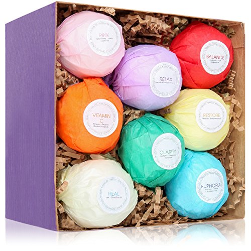 HanZá 8 bath bombs gift set ideas - Vegan gifts for women, moms, girls, teens - Gift Ideas - Add to bath bubbles, bath beads, bath pearls & flakes