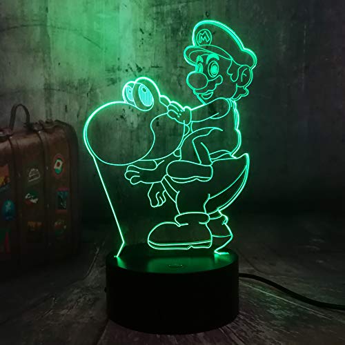 Bri-moryea Game Action Figure Cute Toys Yoshi Dinosaur 3D LED RGB Night Light 7 Colors Table Lamp Decor Home Party Kids Toys Birthday Christmas Toys