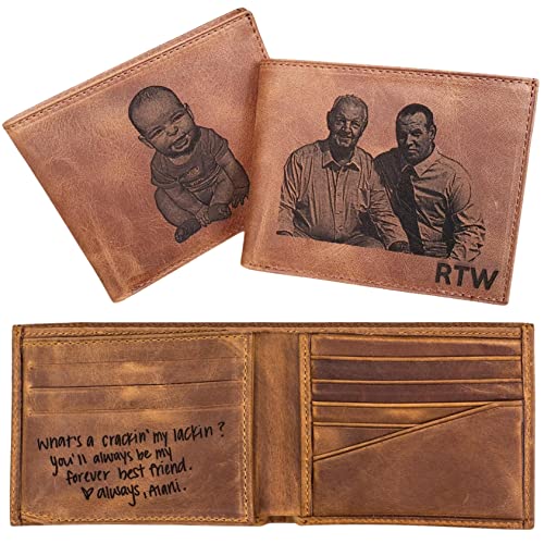 SFdizayn Custom Photo Wallet for Men, Engraved Names Wallet for Him, Personalized Picture Wallet for Husband, Customized Gifts for Boyfriend