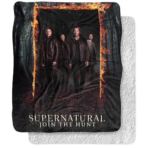 Supernatural Blanket, 50'x60', Fire Frame Silky Touch Sherpa Back Super Soft Throw Blanket