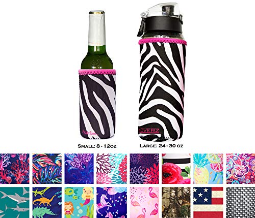 Koverz Neoprene 24-30 oz Water Bottle Insulator Cooler Coolie - Zebra
