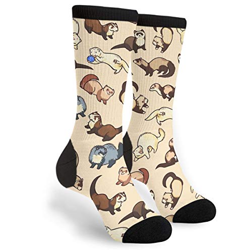 Adorable Ferret Men & Women Casual Cool Cute Crazy Funny Athletic Sport Colorful Fancy Novelty Graphic Crew Tube Socks