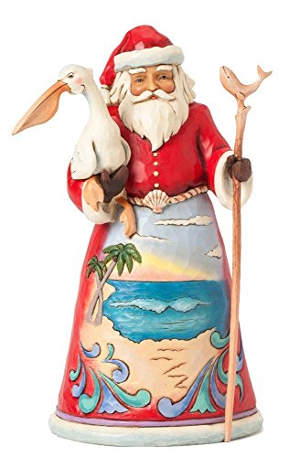 Enesco Jim Shore Heartwood Creek Beach Santa with Pelican Figurine, 9.75-Inch