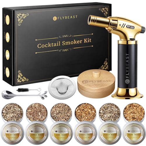 Cocktail Smoker Kit with Torch,6 Flavors of Wood Chips for Whiskey Bourbon Infuse Smoked Drink,Old Fashionable Birthday Gifts for Men, Husband, Dad and Boyfriend
