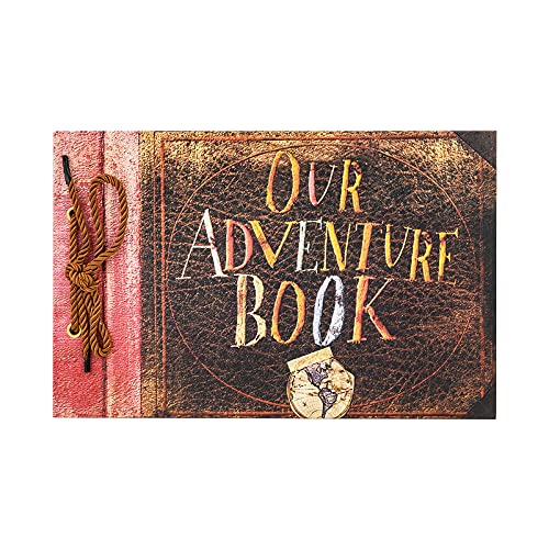 T-HAOHUA Anniversary Photo Album Scrapbook - Our Adventure Book Wedding Photo Album Scrapping 11.6'x7.5' inches, 80 Pages - Includes Bonus 5 Postcards and 5 Self-Adhesive Photo Corners multicolored