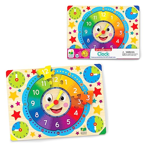 The Learning Journey: Lift & Learn Clock Puzzle - Lifted Clock Puzzles for Kids - Preschool Toys & Activities for Children Ages 3-6 Years (12 Pieces)