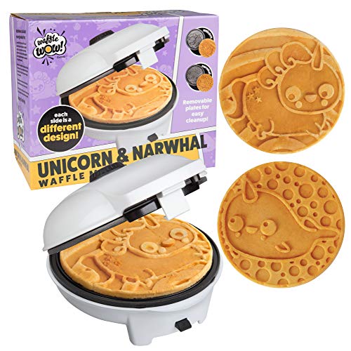 Giant 8' Pancake and Waffle Maker w Removable Plates- Makes large 8' Unicorn or Narwhal Pancakes that Makes Kid's Breakfast Fun- Non-Stick Waffler Griddle w Adjustable Temperature- Unique Holiday Gift