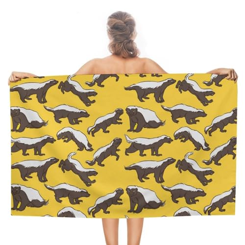 Printed Beach Towels Funny Honey-Badger Pattern Quick Dry Bath Swim Towel for Travel Vacation 31''x 51'', Style