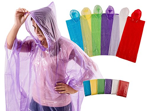 4Happi Rain Poncho with Drawstring Hood, 12 Pack for Emergency. Thicker Material