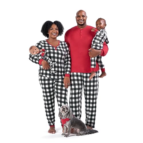 Gerber Baby Toddler 1-Piece Holiday Family Matching Pajamas, Black/Red Buffalo Check, 4T