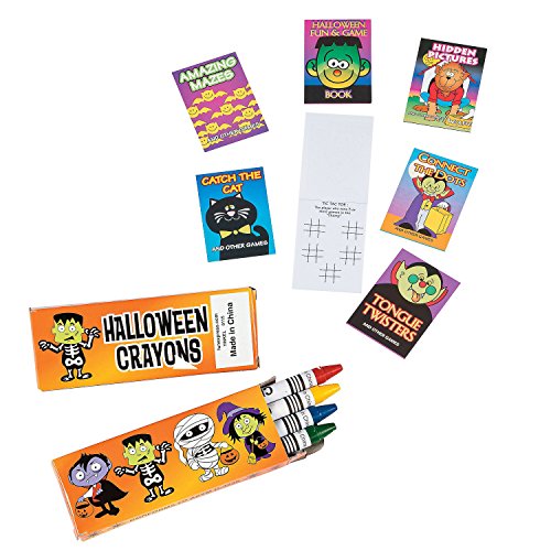 Halloween Party Favor Bundle Pack - Crayons with Fun and Game Books