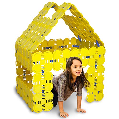 Fort Boards: Yellow Set - Deluxe Fort Building Kit for Kids - Versatile Indoor Outdoor Play Set for Ages 5-12, STEM Educational Toy for Building Castles, Cars, and More