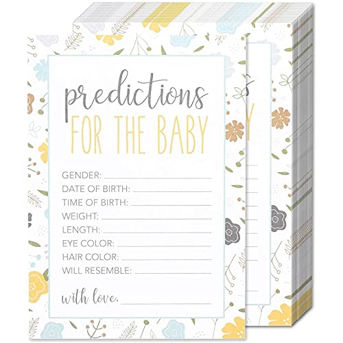 50 Sheets Baby Shower Predictions for the Baby Party Games - for Boy or Girl Unisex Gender Neutral - for 50 Guest Activities Supplies - 5 x 7 Inches