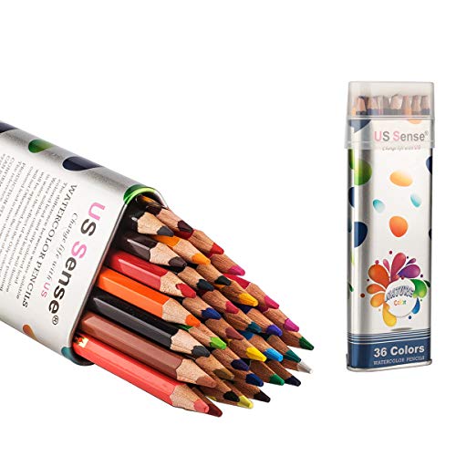 US Sense Our sensory 36 watercolor pencil set -artist pencil, soft lead, water solution, solid storage tank and brush -very suitable color, sketch and painting