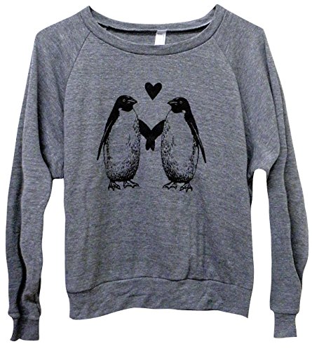 Friendly Oak Women's Penguin Love Raglan Pullover – S - Heather Grey