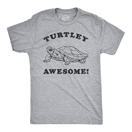 Mens Turtley Awesome T Shirt Funny Turtle Tee Cool Vintage Top Mens Funny T Shirts Funny Animal T Shirt Novelty Tees for Men Light Grey 5XL