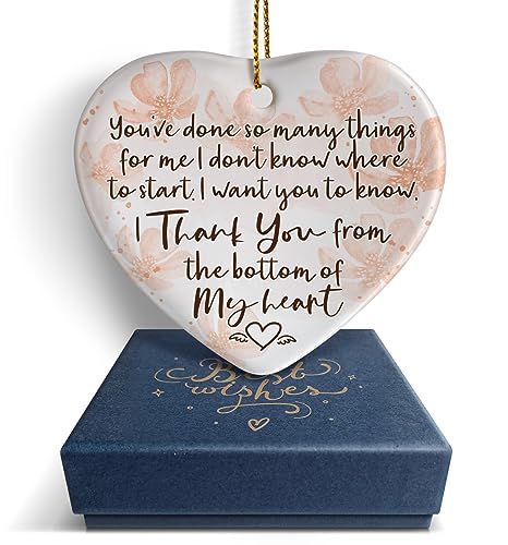 Hglian Thank You from The Bottom of My Heart Ornament with Gift Box,Christmas Thank You Gifts for Women Coworkers Friends Nurse-Employee Appreciation Gifts-Gratitude Gifts-Flower