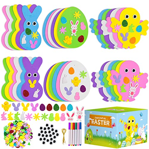 Max Fun 302pcs Easter Foam Stickers Set DIY Crafts Egg Bunny Chick Easter Decorations for Kids Crafts Party Favors Supplies Easter Craft Kits for Kids (Easter Egg+Bunny+Chicks)