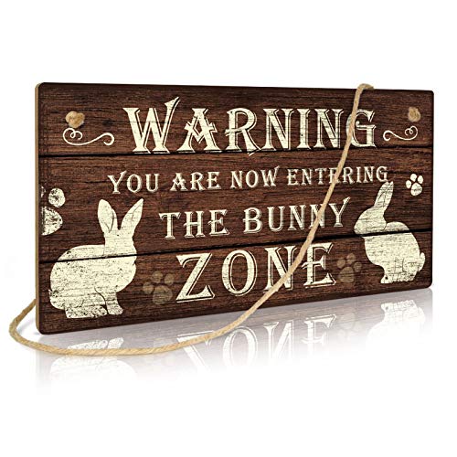 Putuo Decor Funny Rabbit Sign Bunny Rabbit Home Decor Gift Bunny Mom Bunny Lover 12 x 6 Inch (The Bunny Zone) Easter Decorations