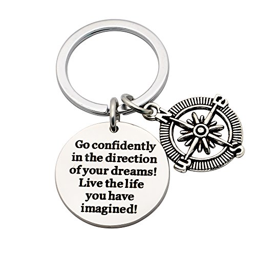 CAROMAY Key Chains Rings Men Inspiration Keychain Direction Pendant of Your Dreams for Family Boys Girls Best Friend