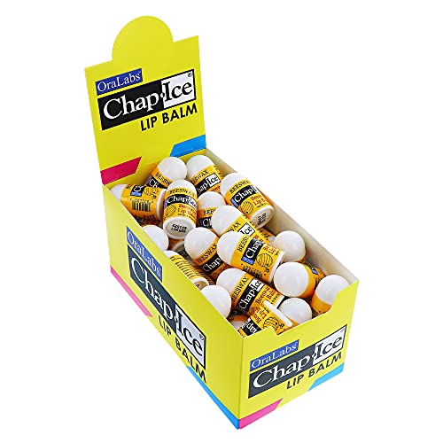 Chap-Ice® | Premium and Traditional Lip Balm for Chapped, Dry, or Windburned Lips | Beeswax Pocket Size Display - 50 Mini Sticks (0.10oz/3g)