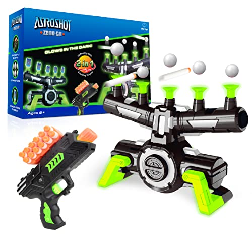 USA Toyz Astroshot Zero GX Glow in The Dark Shooting Games for Kids - Nerf Compatible Floating Ball Targets for Shooting with 1 Foam Blaster Toy Gun, 10 Floating Ball Targets, and 5 Flip Targets