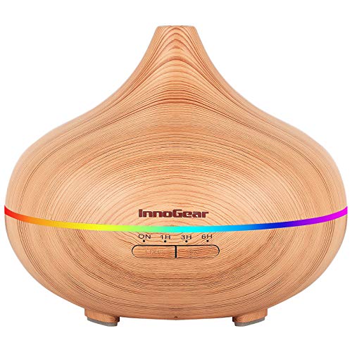 InnoGear 500ml Essential Oil Diffuser Wood Grain Aromatherapy Diffusers Cool Mist Humidifier with Timer Adjustable Mist Waterless Auto Off for Baby Home Office Yoga