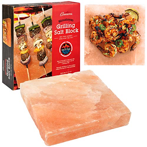 Himalayan Pink Salt Block for Grilling (8'x8') - Barbecue Grill Slab Maintains Even Temperature Hot or Cold - Naturally Adds Salty Flavor to Cooking - Barbecue Grilling & Summer Cookout Essential