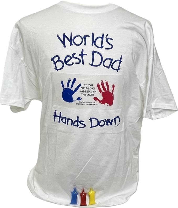 HandiPrints World's Best Dad T-Shirt with Paint - Hand Prints for Family (X-Large, White)