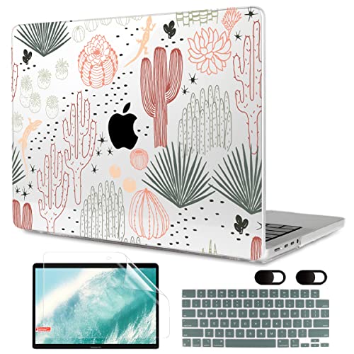 MEEgoodo Case for M3 MacBook Pro 16 inch Case 2023 2021 Released A2991 A2780 A2485 M2 M1 Pro/Max Chip, Plastic Hard Shell Case with Keyboard & Camera Cover Compatible with MacBook Pro, Cacti